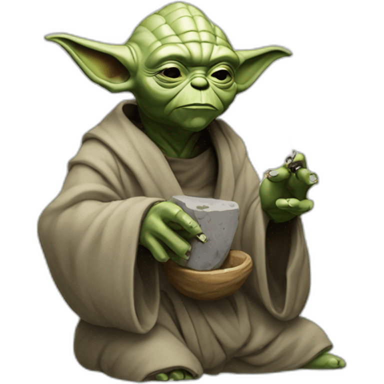 Stone smoking yoda emoji