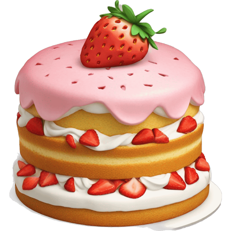 Strawberry shortcake sitting on a cake emoji