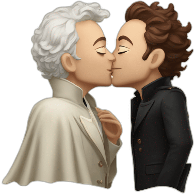 Good Omens Crowley kissing Aziraphale emoji