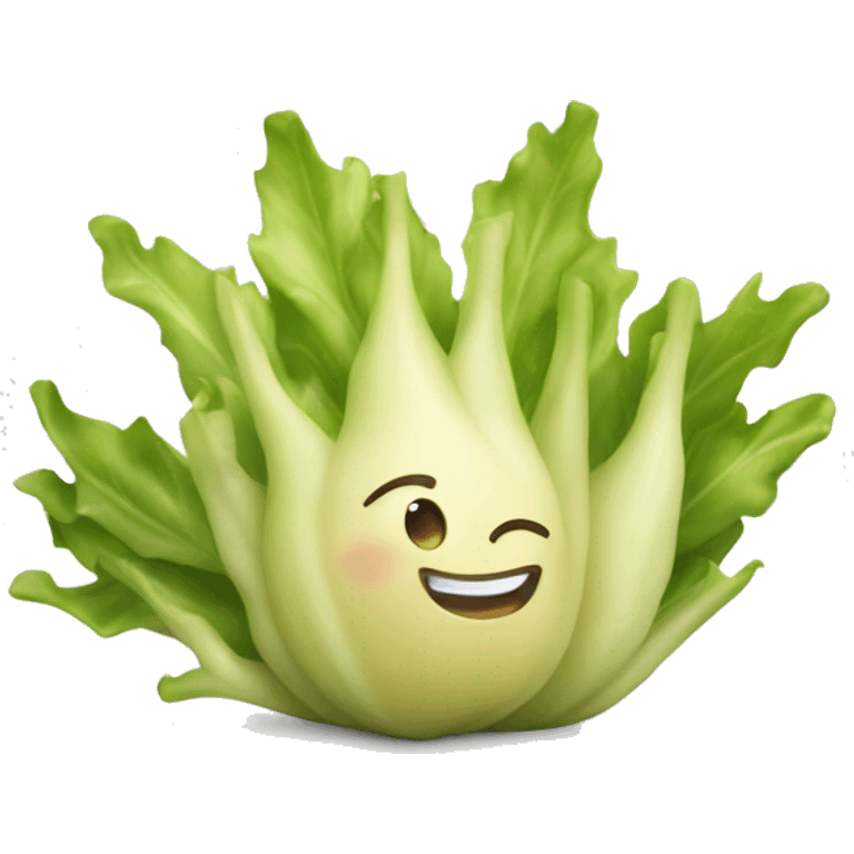 a little creature that looks like an endive, with smiling eyes and a smiling mouth emoji