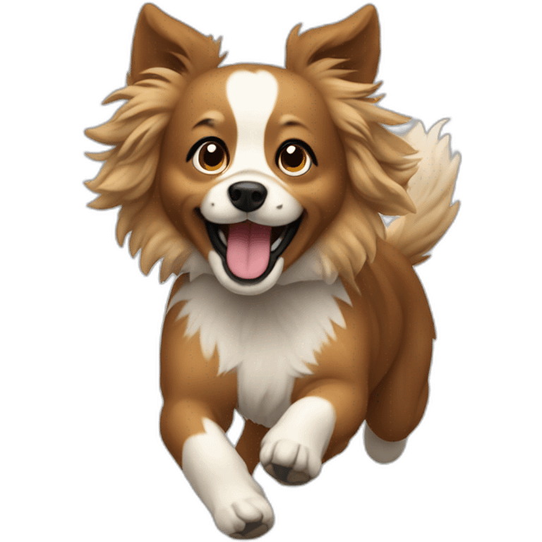 Small Dog bruin tequel running with long hairs  emoji