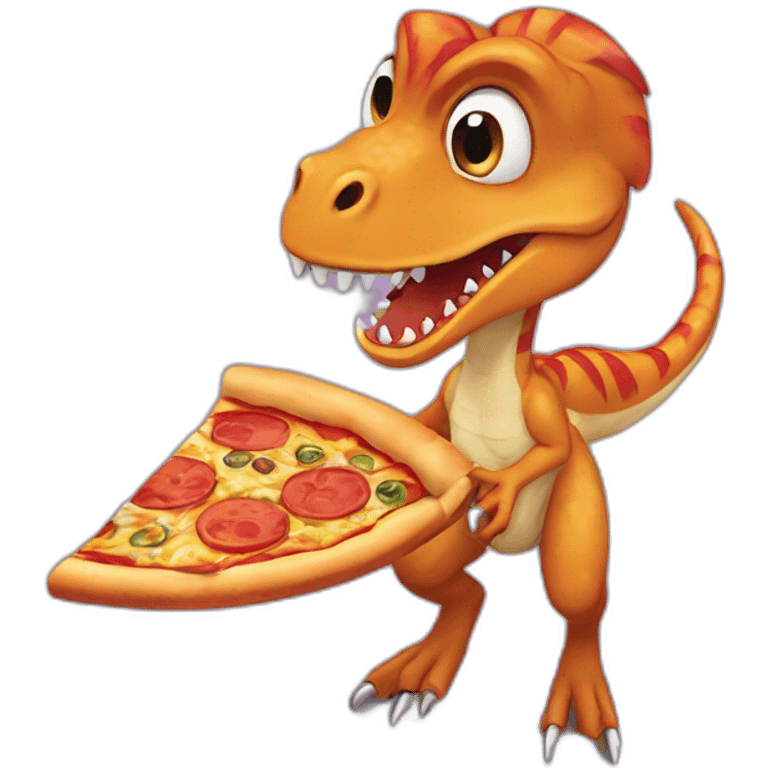 velociraptor eats pizza emoji