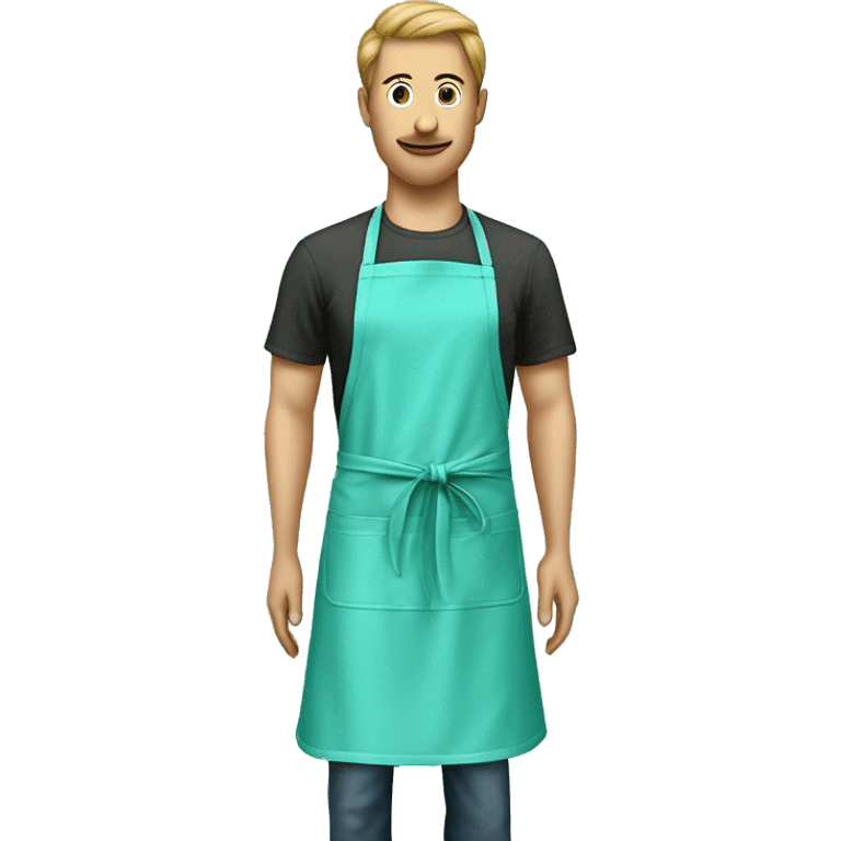 Realistic isolated light teal kitchen apron tied in the front. emoji