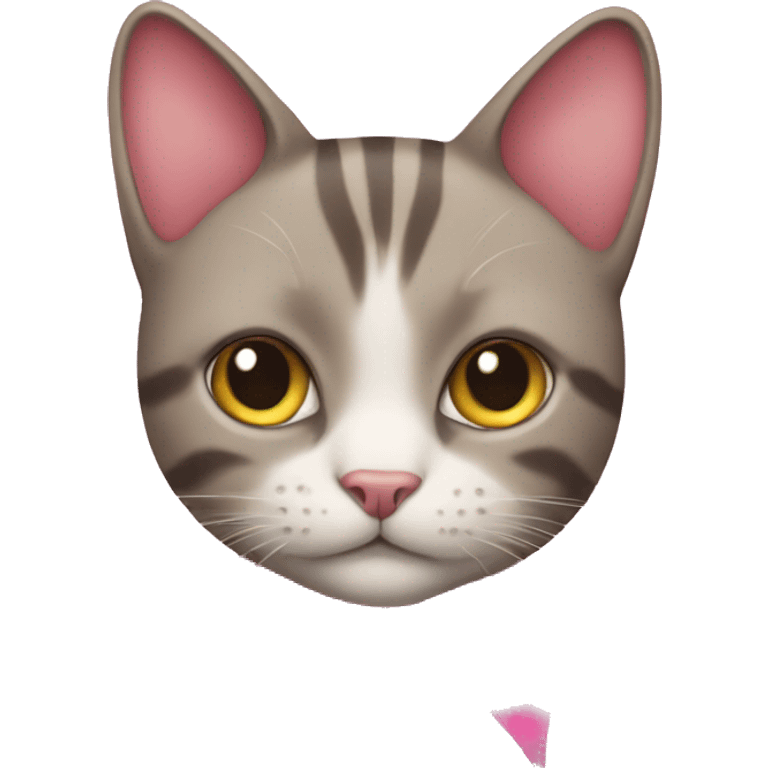 Cat with pink ribbon emoji