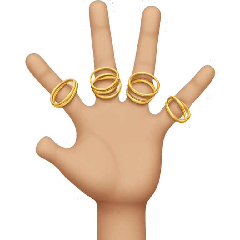 a finger with 10 rings on it emoji