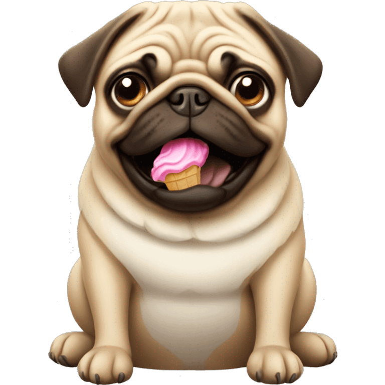 a pug with a big head who eats ice cream emoji