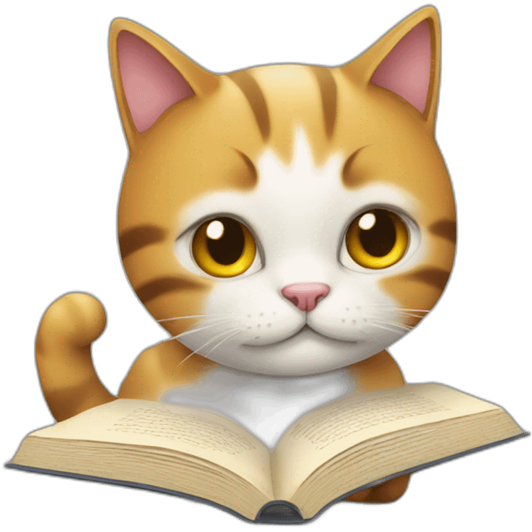 cat chilling woth a book emoji