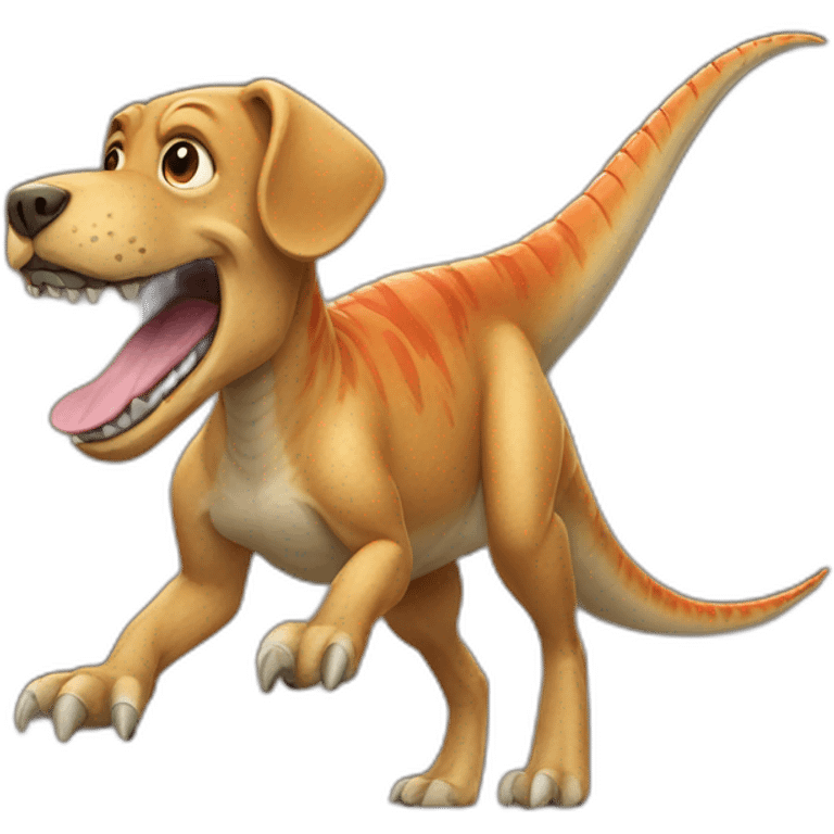 a dog riding a dinosaur emoji