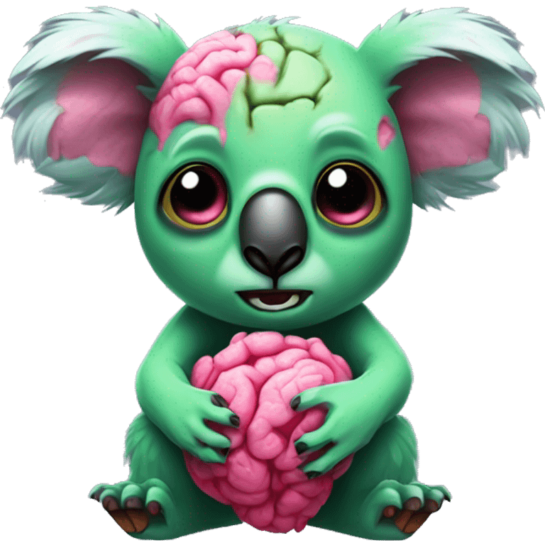 green zombie koala with pink brains emoji