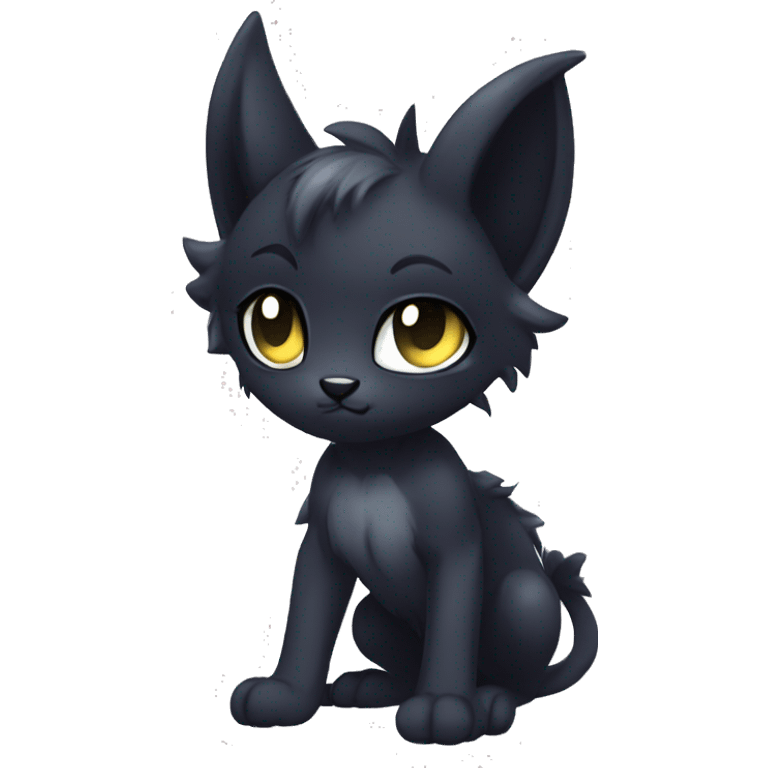 Anthro Dark Beautiful Shiny Edgy Cool Shy Grumpy FurSona Feline-Bat-Fakemon Long Emo Hai-bangs  Vtuber Model emoji