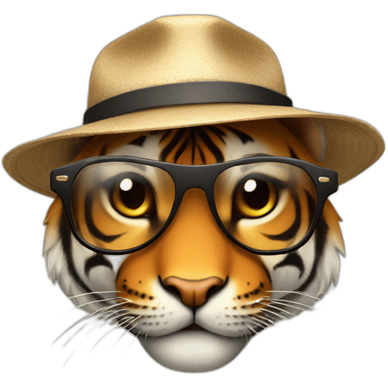 cute tiger wearing dads hat and sunglasses emoji