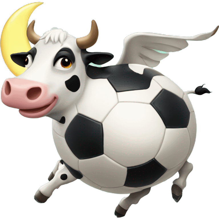 Soccer skin flying cow over moon emoji