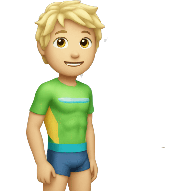 Blond boy with blue eyes, surfer from Saquarema named Jô Saquarema emoji