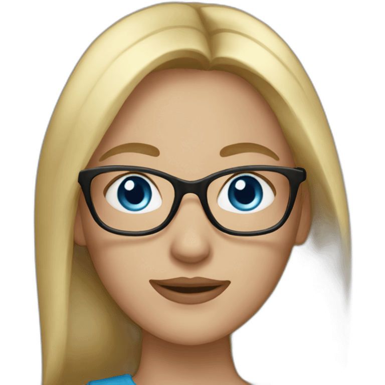 woman with blonde long hair blue eyes and glasses emoji