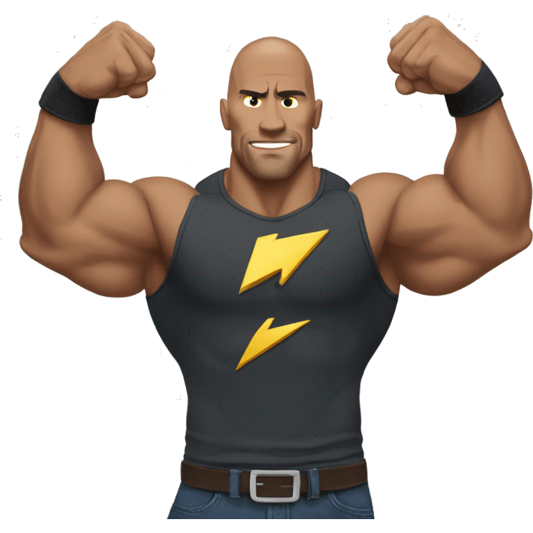 the rock double biceps holding lightning bolts emoji