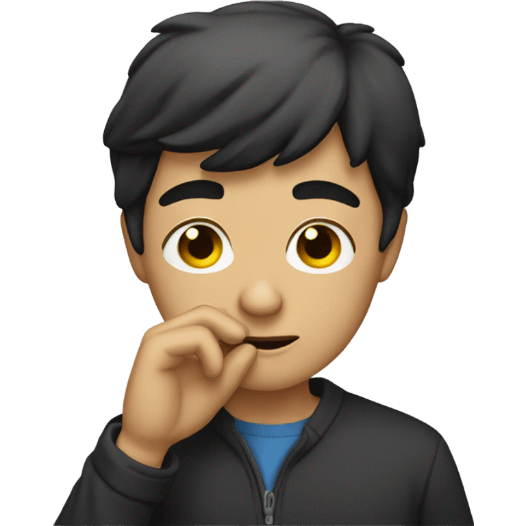 Young Brunette man picking nose  emoji