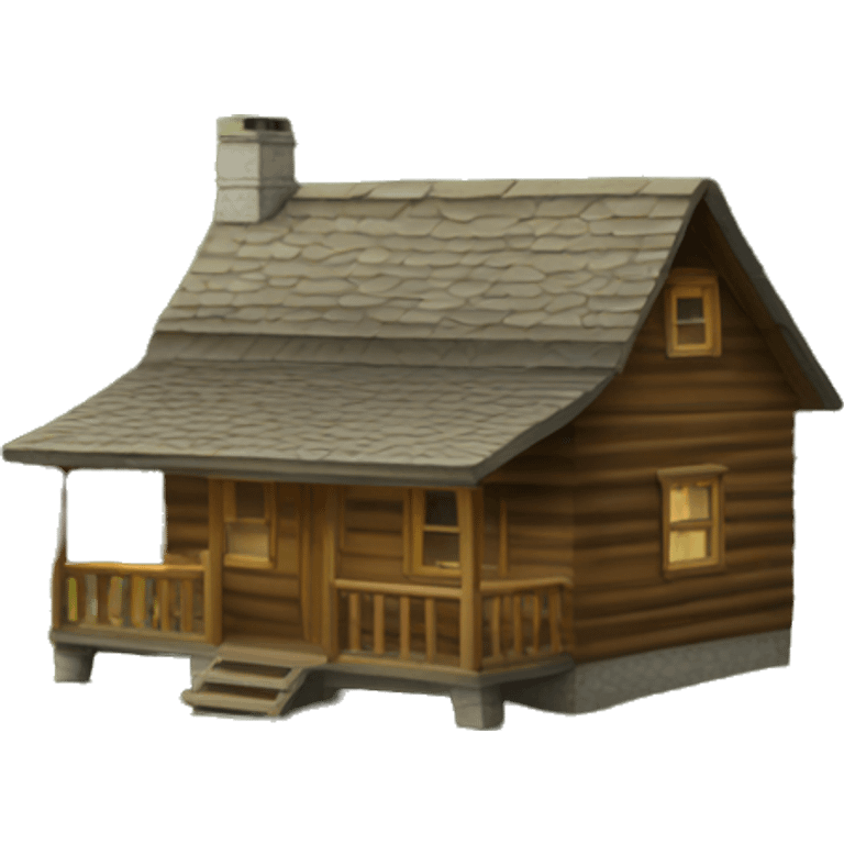 A wood cabin in the mountains and forest emoji