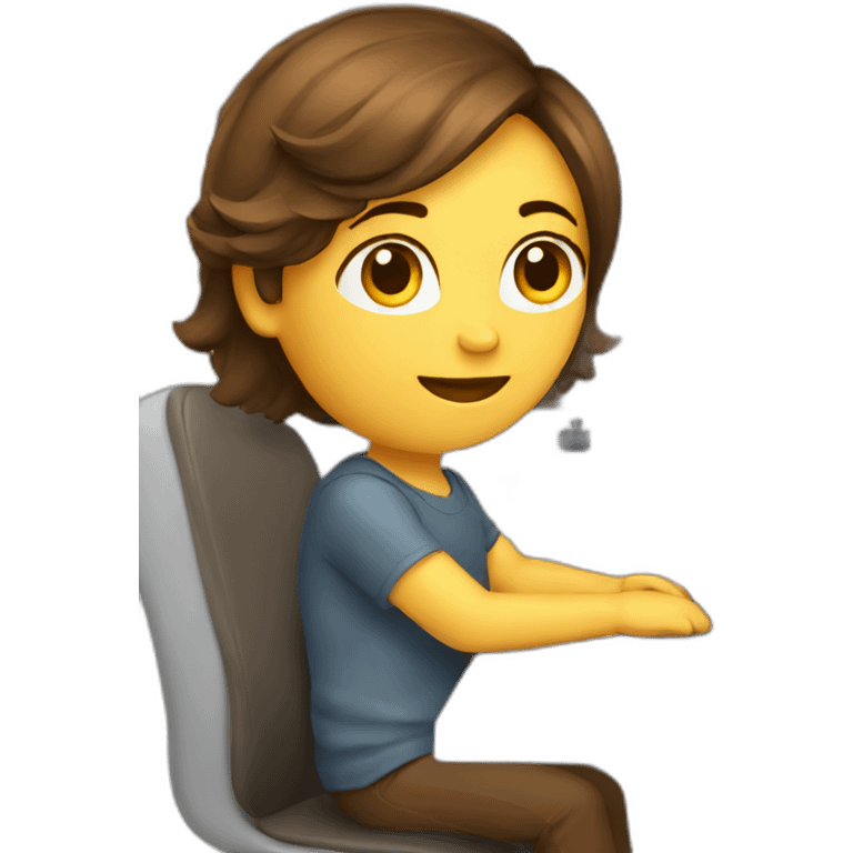 Brown hair Developer sitting within a computer emoji