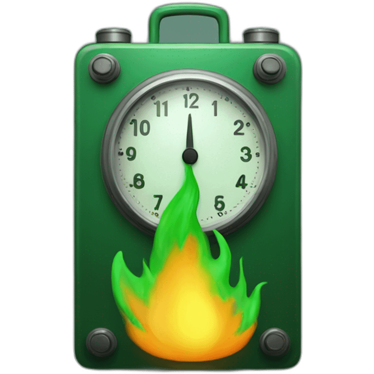 green timer on fire emoji