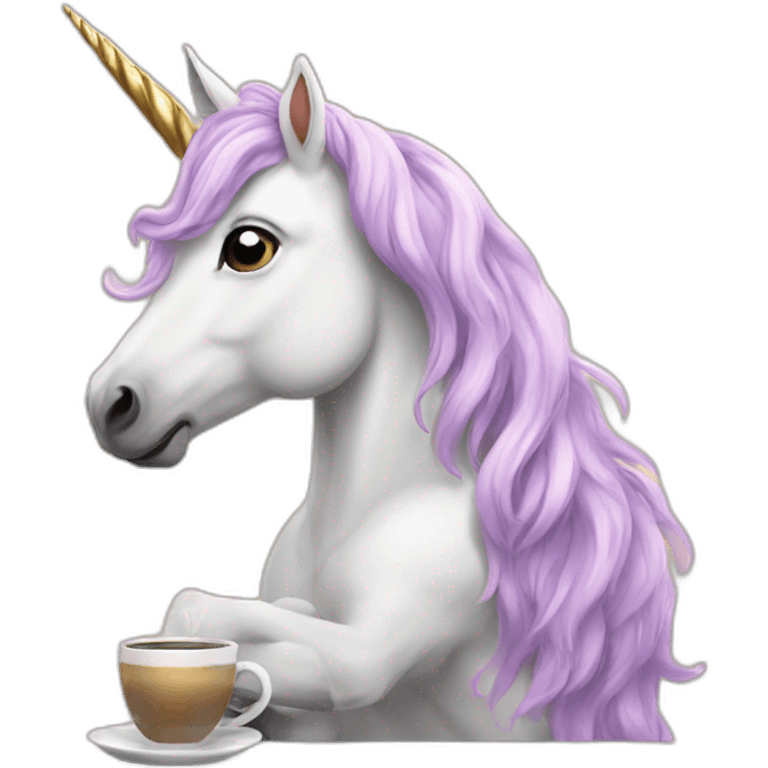 unicorn drinking coffee emoji