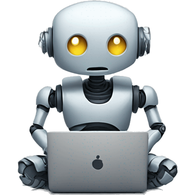 sad robot programming on laptop emoji