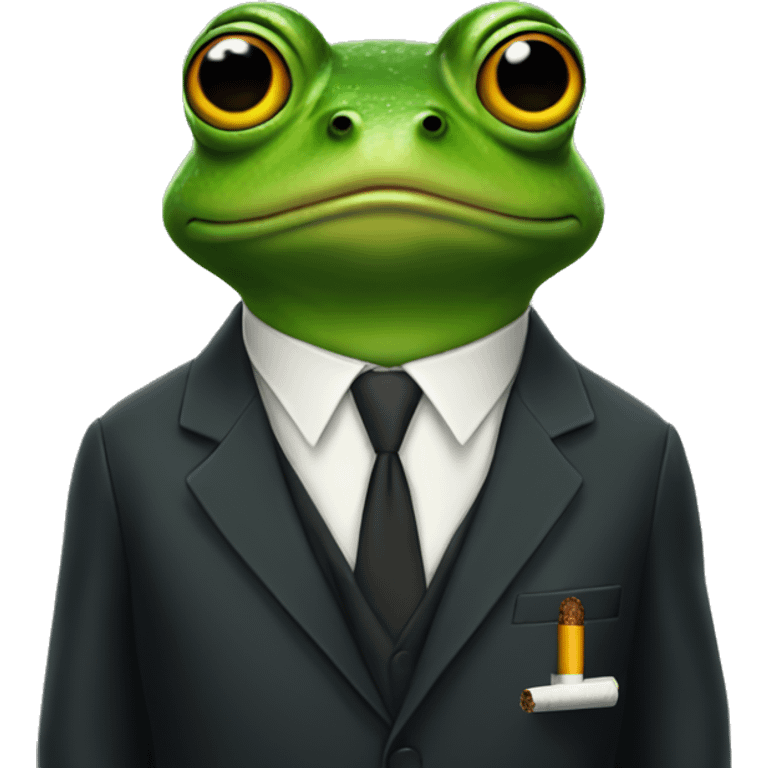 Frog with a suit and a cigarette  emoji