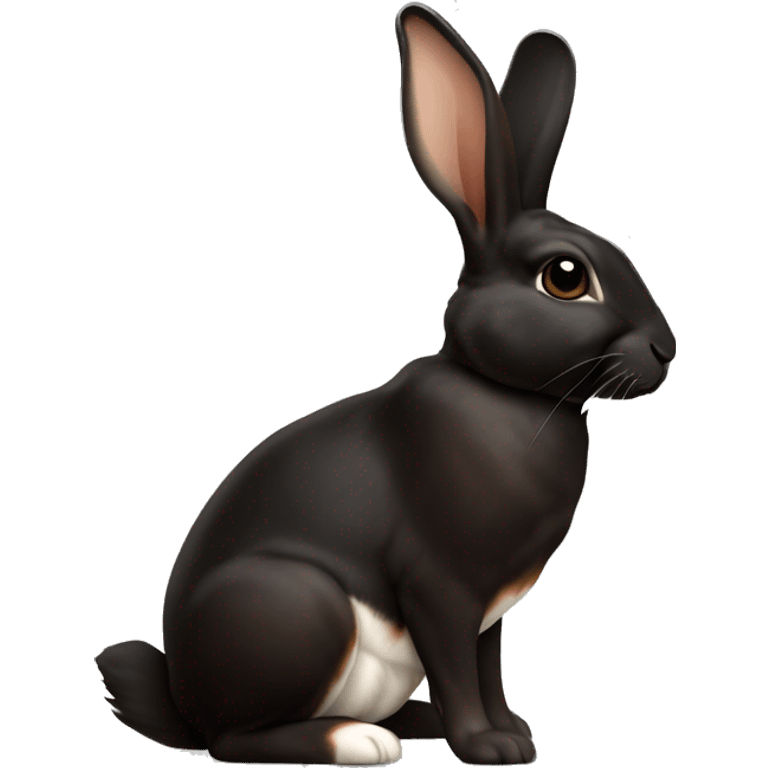 Harlequin rabbit breed black and dark brown sitting emoji