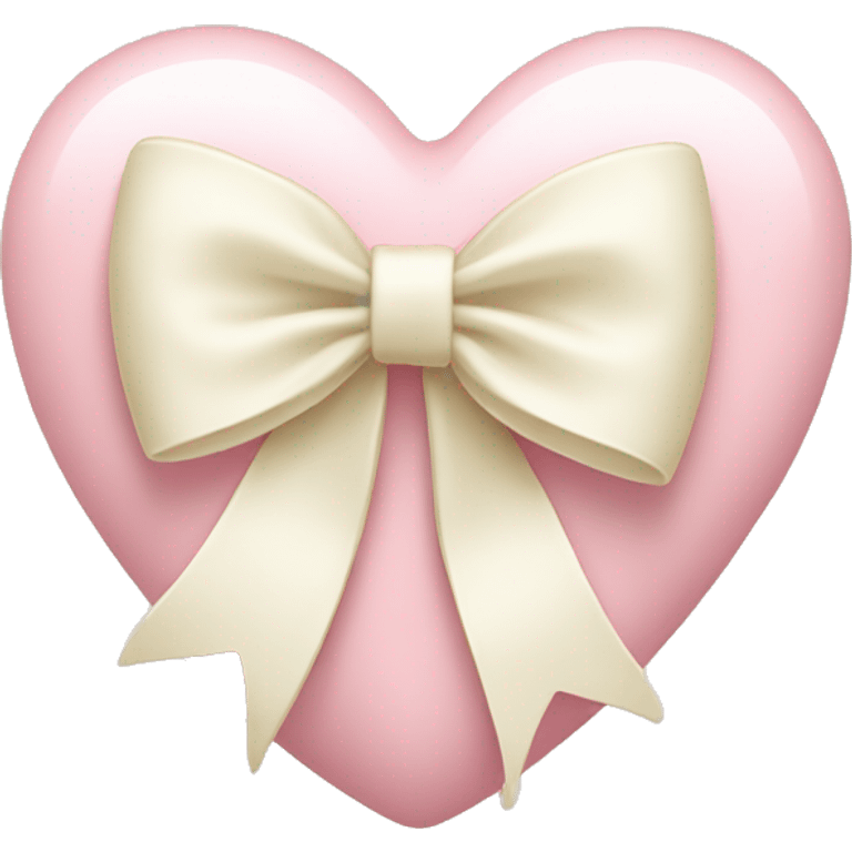 light pink heart with cream bow emoji