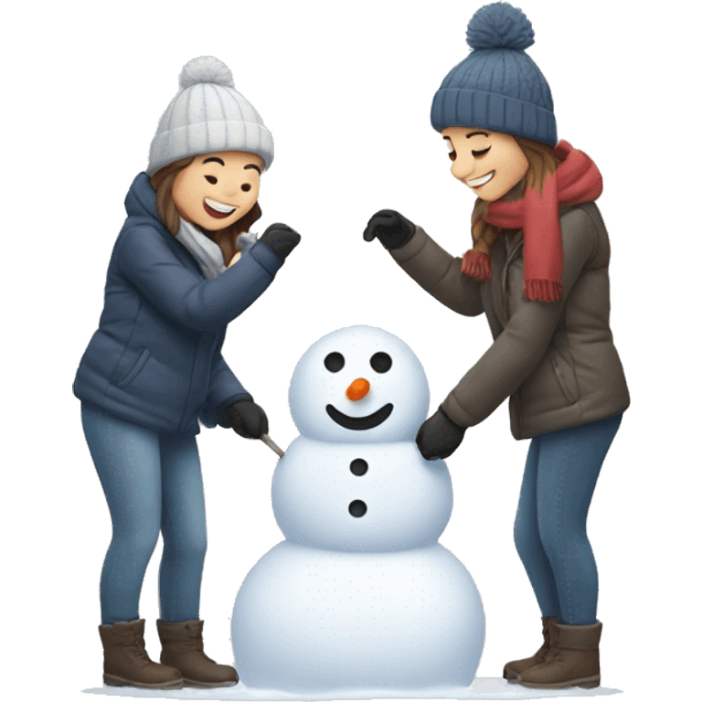 Couple building a snowman emoji