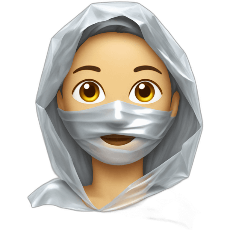 Woman wrapped in cling film emoji