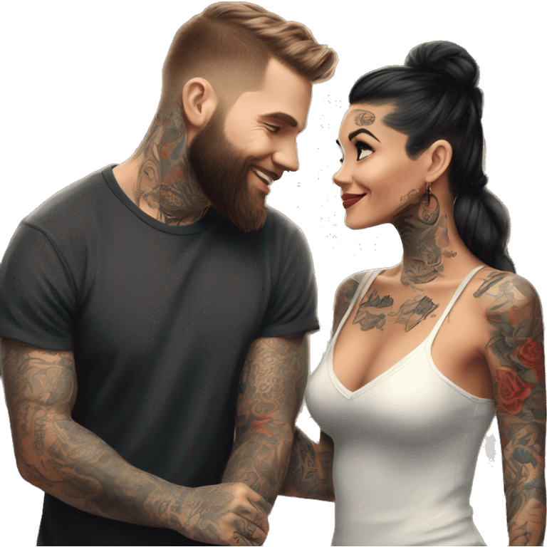 Romantic movie theater date for beautiful tattooed couple emoji