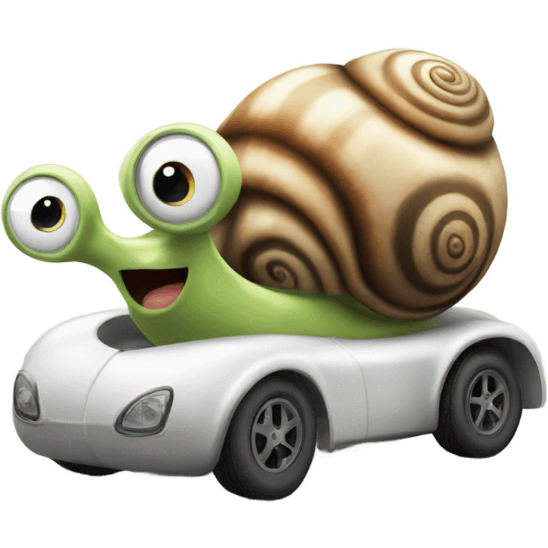 Snail in a race car emoji