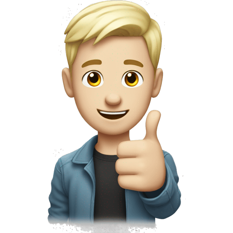 White skinned Young man with Thumbs up wearing cool  emoji