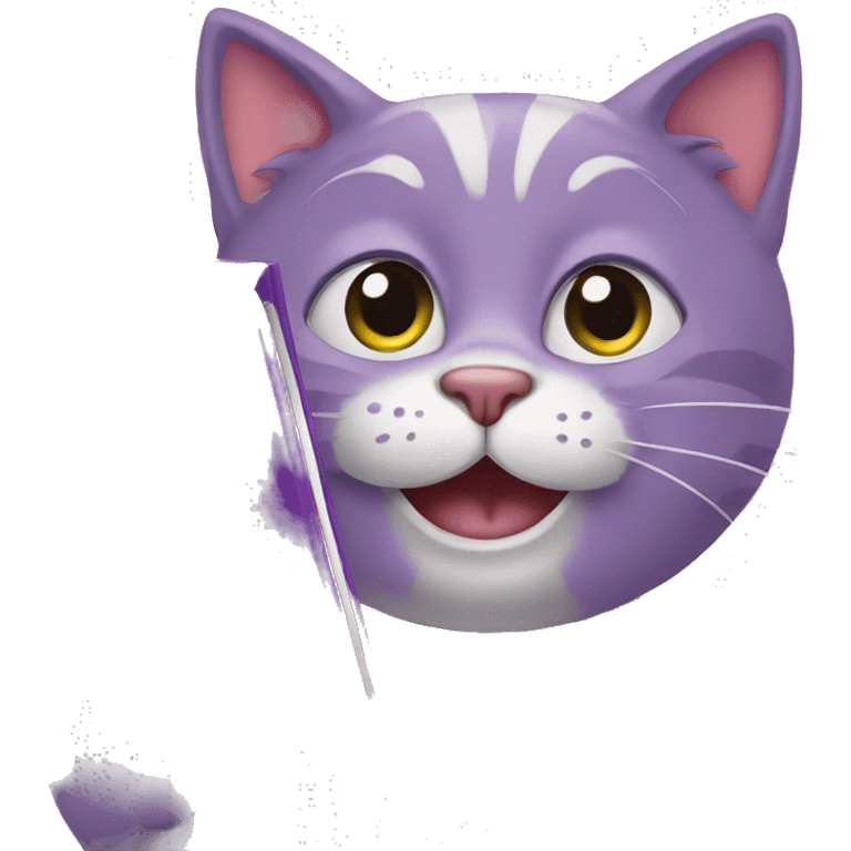 Purple Happy humanised Cat with a notebook emoji