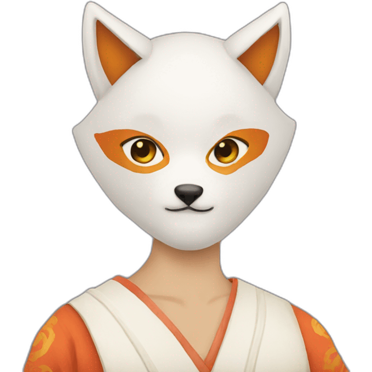 person wearing kitsune mask emoji