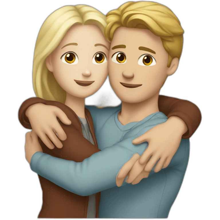 white boy and white girl hug emoji