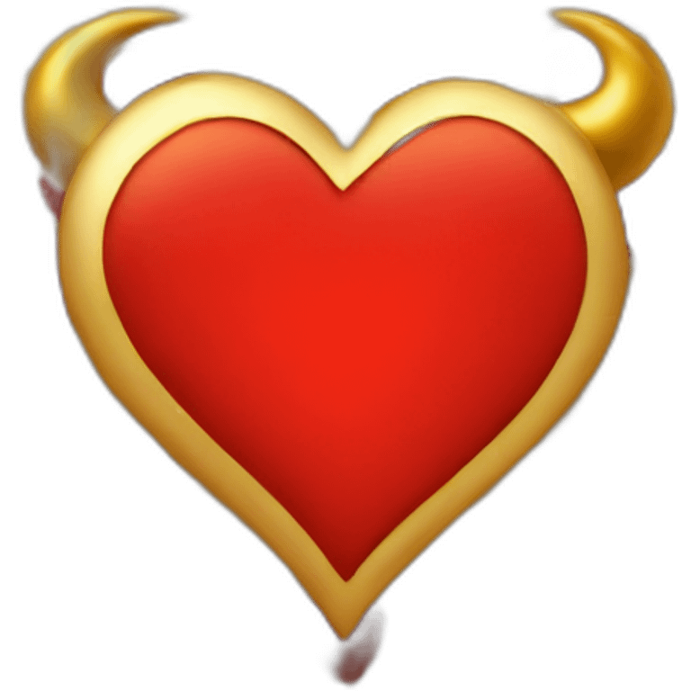 Gold heart with red horns and red tail emoji