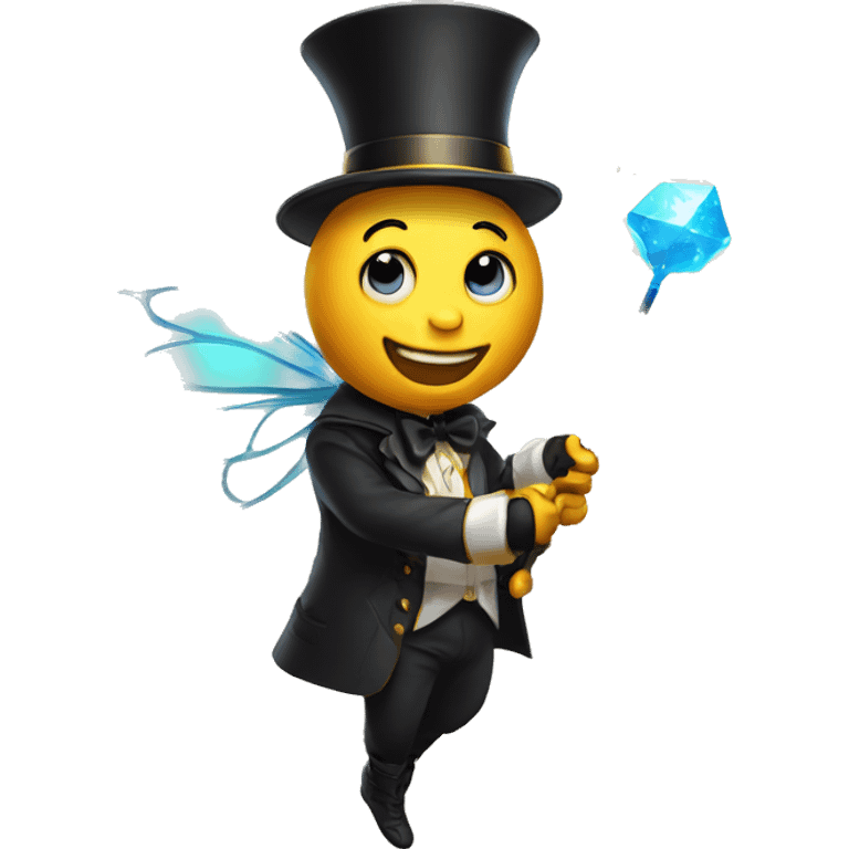 a magician bee with a magic wand emoji