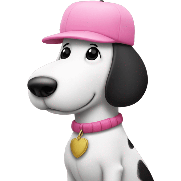 snoopy with pink boy on head emoji