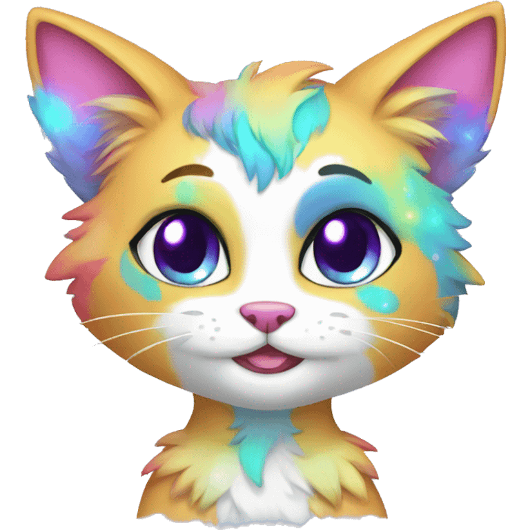 Colorful Sparkle-cat-fursona full body emoji