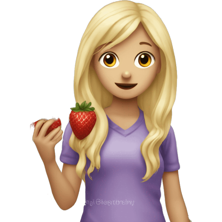 Long blond hair Girl eating chocolate strawberries emoji