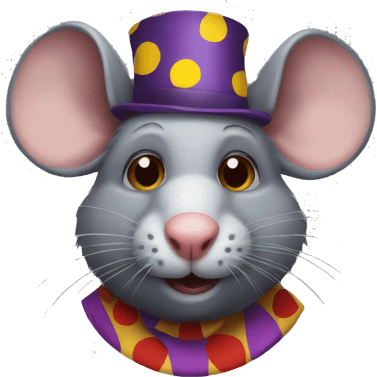 Rat wearing clown maal emoji