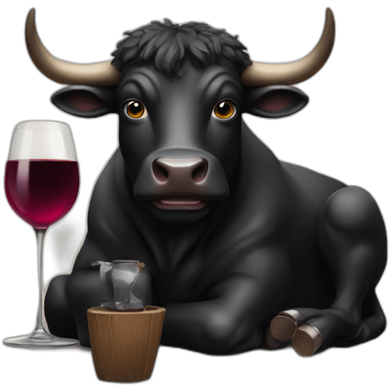 black bull drinking wine emoji