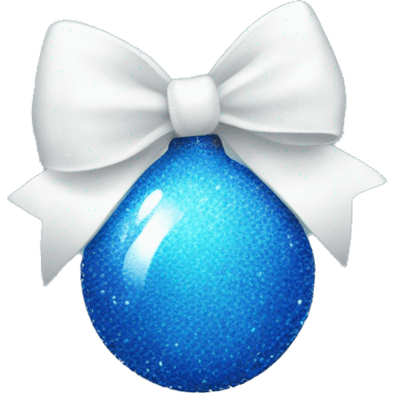 Blue sparkly christmas bulb with white bow emoji