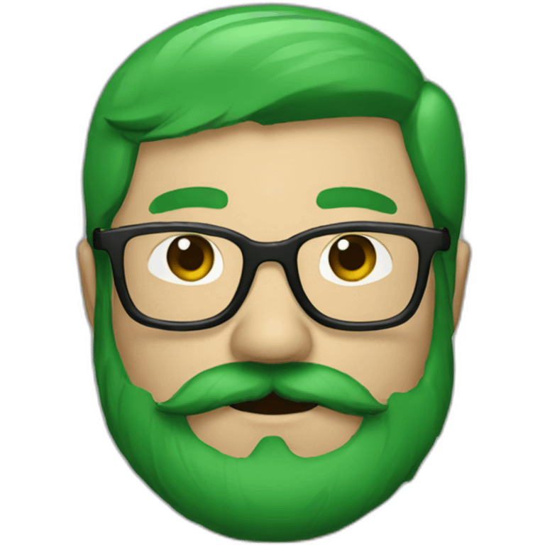 mustache man with glasses with green skin brown hair emoji