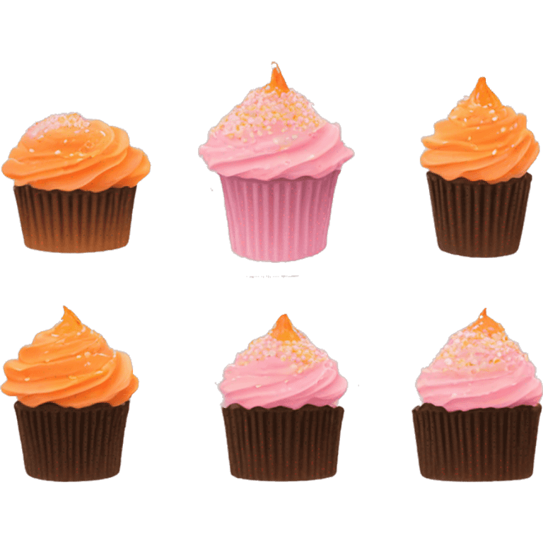 cupcake with light pink frosting and light orange cupcake holder and peach sprinkles and orange sugar sprinkles… no brown or fruit on top emoji