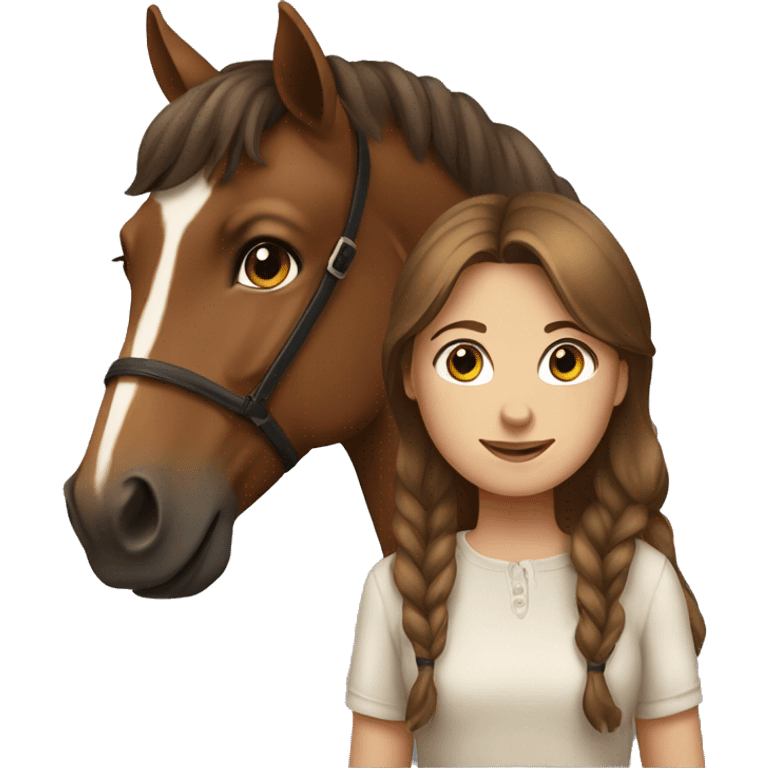 Brown Horse and brown haired girl emoji