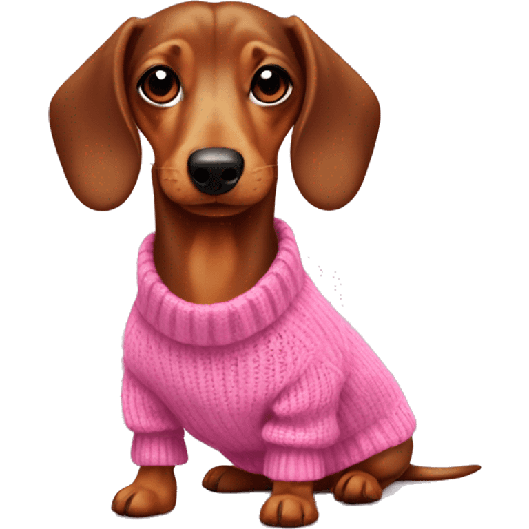 Daschund in pink sweater emoji