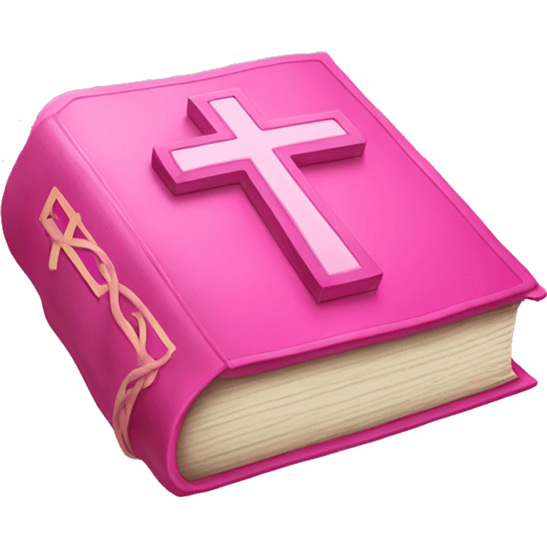 Pink Bible with a pink cross in the middle emoji