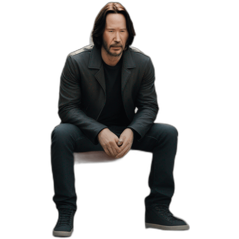 Keanu Reeves sitting on the corner of a sad bench emoji